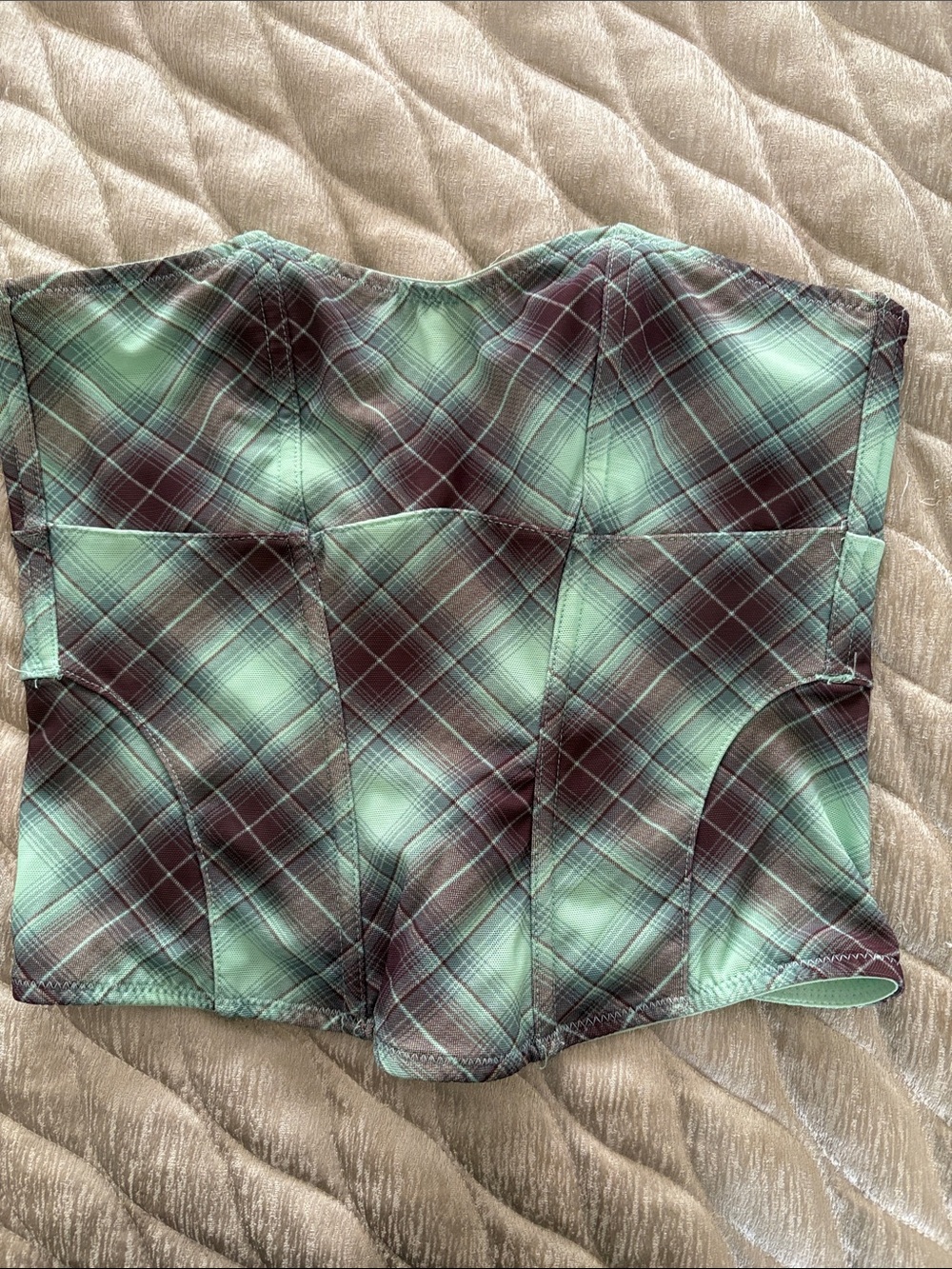 Urban Outfitters Teal and Brown Plaid Bustier Camisole
